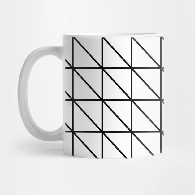 Black and White Triangle Minimal Grid Lines Geometric Pattern by love-fi